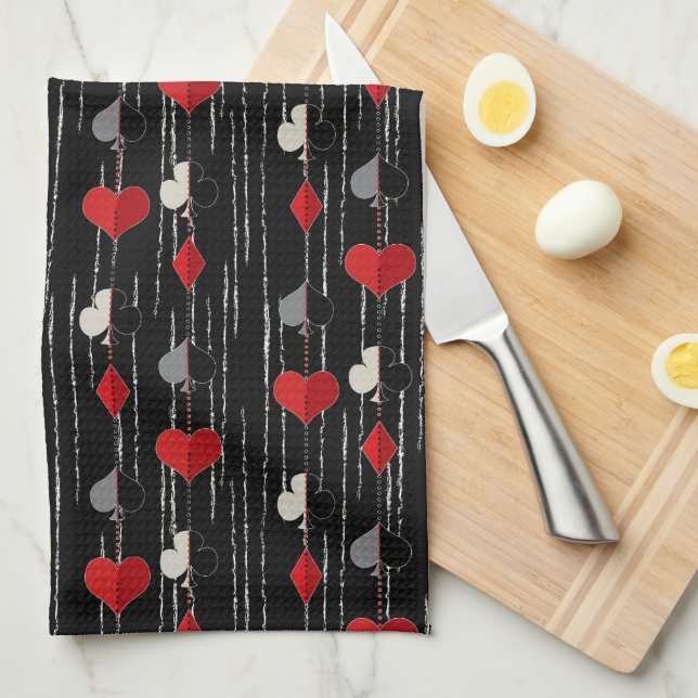Paño De Cocina Símbolos de cartas de póquer. (Doblado Cuarto)
