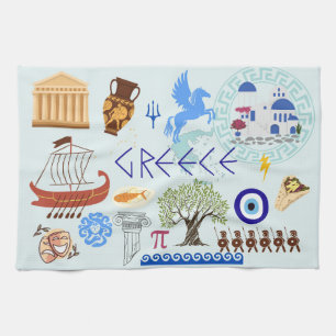 Paño De Cocina Símbolos de Grecia Amantes de Viajes