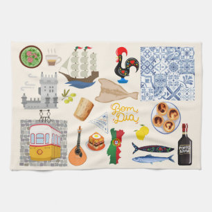 Paño De Cocina Símbolos de Portugal Viajeros Amantes