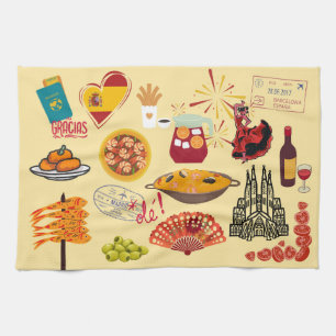 Paño De Cocina Símbolos Españoles Viajeros Amantes