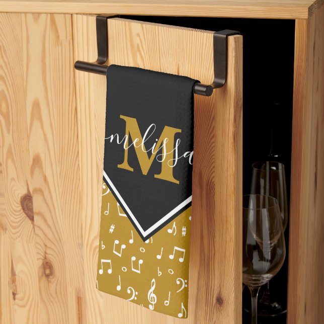 Paño De Cocina Símbolos musicales personalizados (Pliegue de tercios)