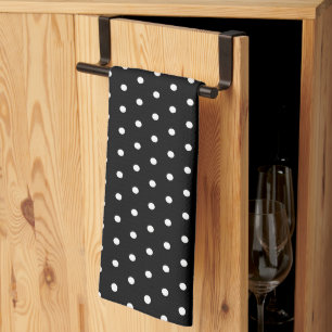 Paño De Cocina Simple Classic Retro Polka Dot negro y blanco