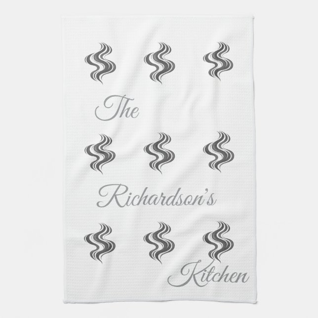 Paño De Cocina Simple Custom Family Name Black & White  (Vertical)