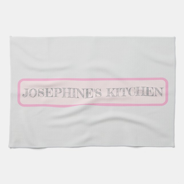 Paño De Cocina Simple Light Grey Personalized Modern Chic Pink (Horizontal)