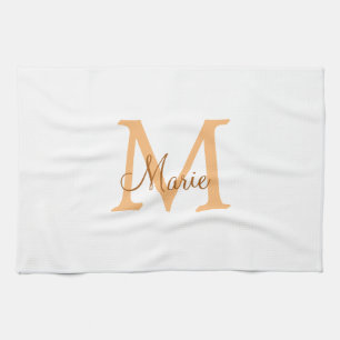 Paño De Cocina simple minimal add name monogram orange brown thr
