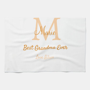 Paño De Cocina simple mínimo mejor Abuela jamás naranja monograma