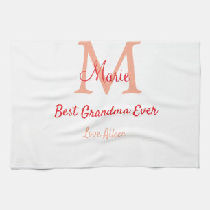 Paño De Cocina simple mínimo mejor Abuela nunca texto de monogram