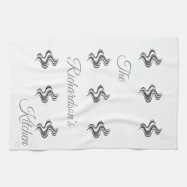 Paño De Cocina Simple Nombre de Familia Personalizado Blanco y Ne