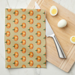Paño De Cocina Simple Rustic Orange Watercolour Pumpkin Pattern