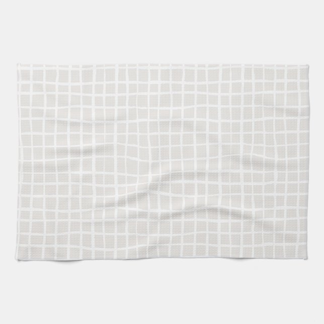 Paño De Cocina Simple trendy Grid beige white neutral rectangle (Horizontal)