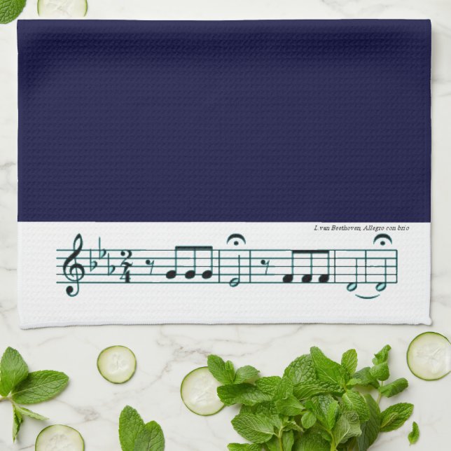 Paño De Cocina Sinfonía de Beethoven No. 5 (Azul) (Doblado)
