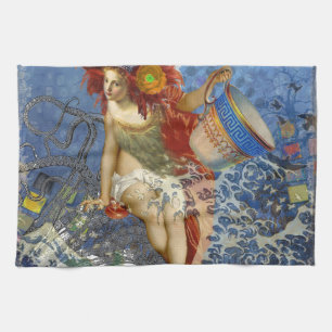Paño De Cocina Sirena Acuario Arte Azul Gótico