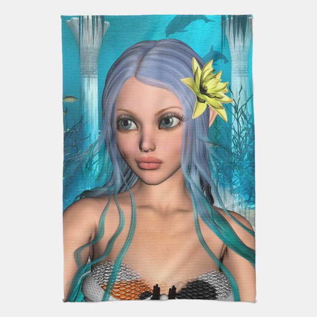 Paño De Cocina Sirena Azul (Vertical)