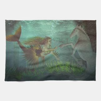 Paño De Cocina sirena con el seahorse