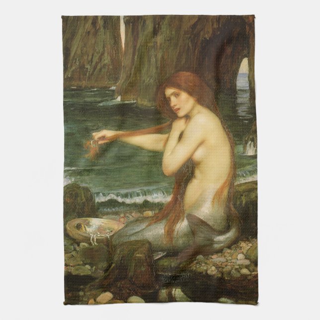 Paño De Cocina Sirena de John William Waterhouse (Vertical)