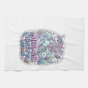 Paño De Cocina Sirena Unicornio Laguna Unicornio Diseño Gráfico Z