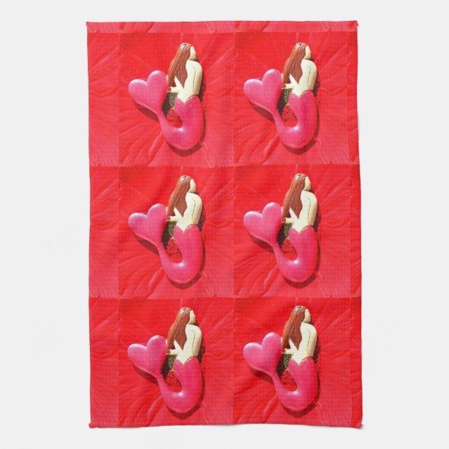 Paño De Cocina sirenas de cola roja (Vertical)