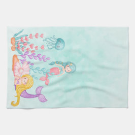 Paño De Cocina Sirenas y medusas bajo la acuarela del mar