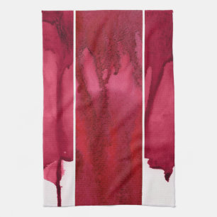 Paño De Cocina Sistema del extracto rojo de la acuarela pintado a