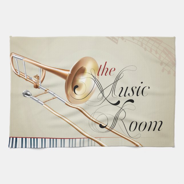 Paño De Cocina Sitio de la música del Trombone (Horizontal)