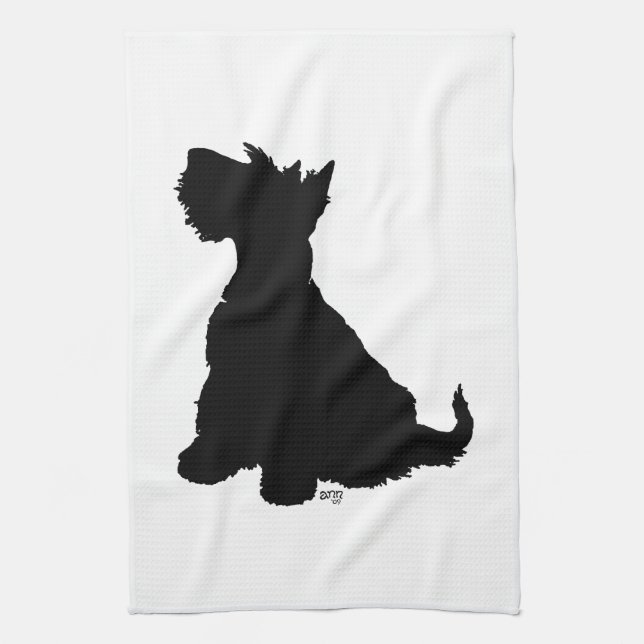 Paño De Cocina Sitting Scottie Dog (Vertical)
