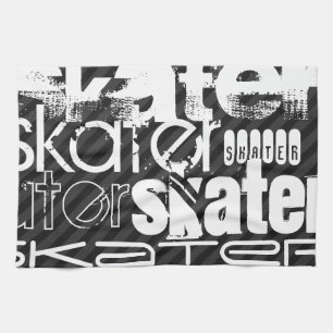 Paño De Cocina Skater; franjas grises negras y oscuras