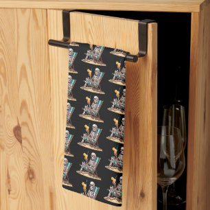 Paño De Cocina Skeleton Beach Lounging Halloween