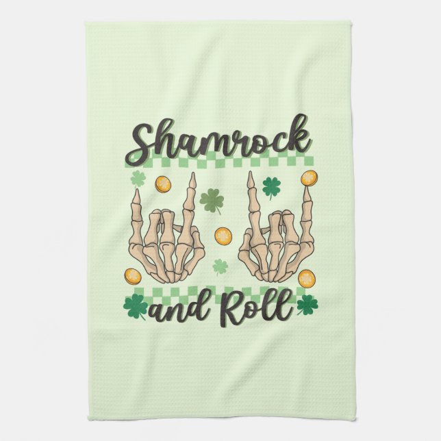 Paño De Cocina Skeleton de mano de Shamrock y Roll (Vertical)