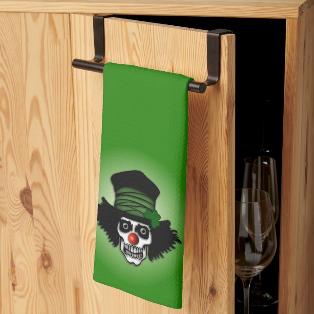 Paño De Cocina Skeleton Irlandés Clown Green (Pliegue de tercios)