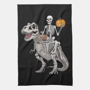 Paño De Cocina Skeleton Riding Mummy Dinosaur T rex Halloween