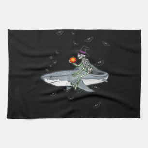 Paño De Cocina Skeleton Riding Shark - Gracioso regalo de tiburón