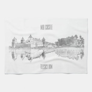 Paño De Cocina Sketch de arquitectura del castillo de Bielorrusia