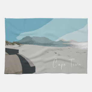 Paño De Cocina Sketch oceánico de la montaña de la Mesa de Ciudad