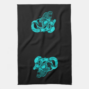 Paño De Cocina Skull Devil Head Black and Green Design