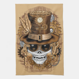 Paño De Cocina Skull Steampunk Voodoo Retro Machine