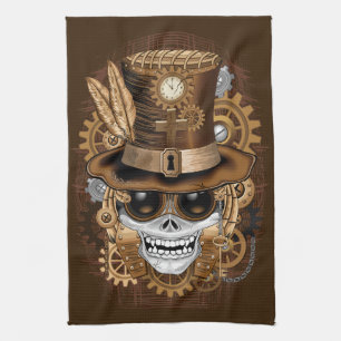 Paño De Cocina Skull Steampunk Voodoo Retro Machine