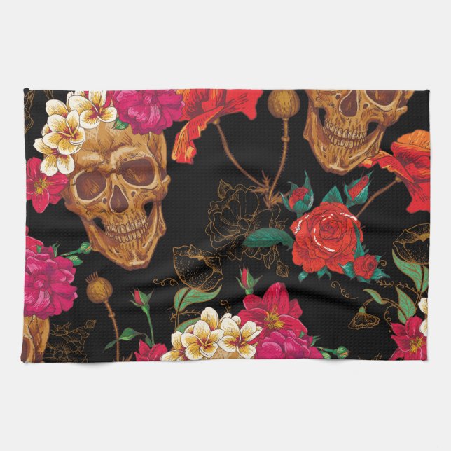 Paño De Cocina Skulls florales (Horizontal)
