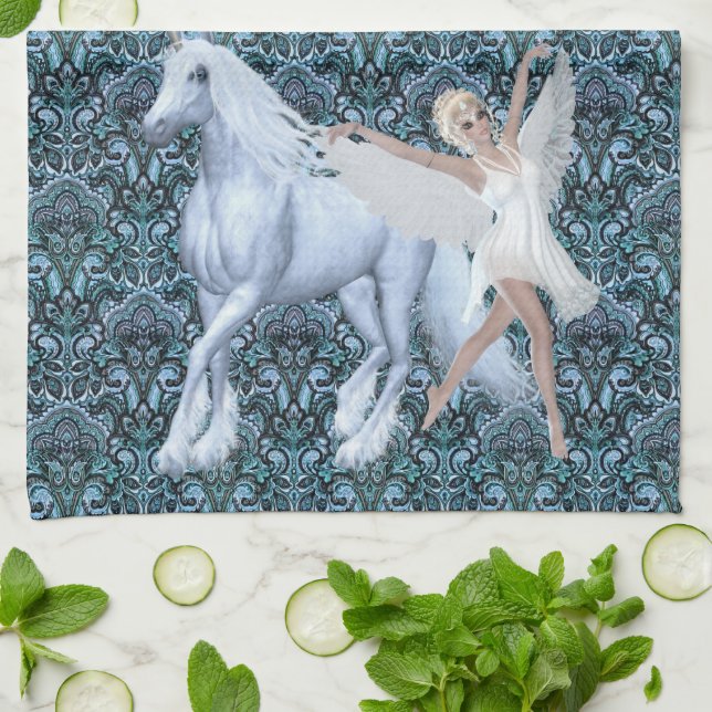 Paño De Cocina Sky Faerie Aspárrs y Unicorn (Doblado)