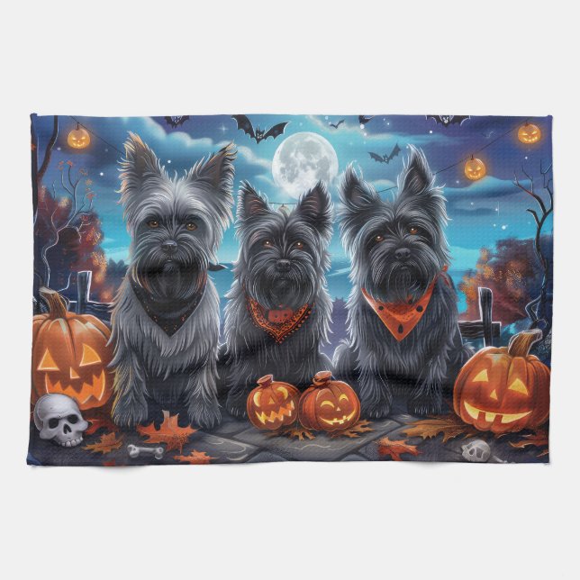 Paño De Cocina Skye Terrier Halloween Spooki (Horizontal)