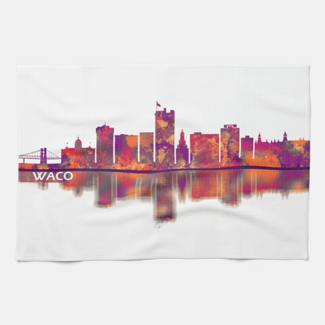 Paño De Cocina Skyline de Waco Texas (Horizontal)