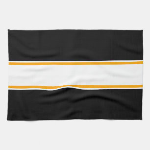 Paño De Cocina Sleek Retro Nod Yellow White Center Rayas negras