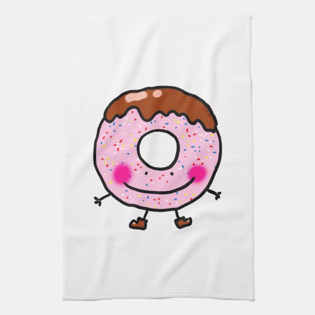 Paño De Cocina Smiling Sprinkle Donut Character Art (Vertical)
