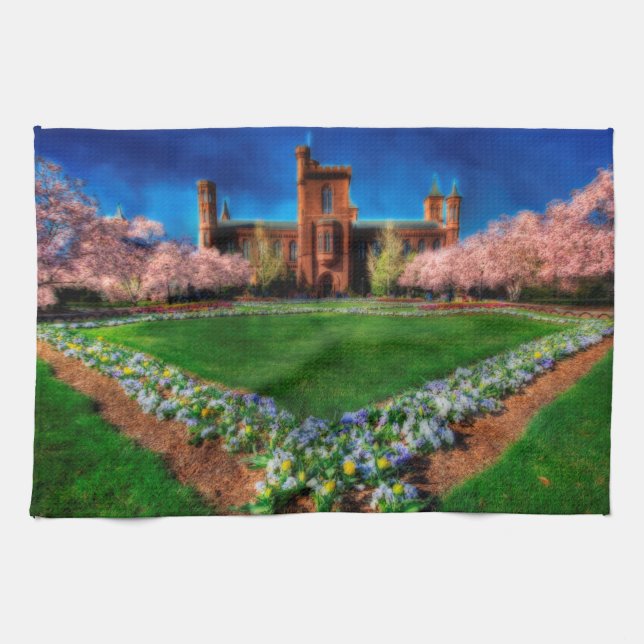 Paño De Cocina Smithsonian Castle Garden Cherry Blossoms (Horizontal)