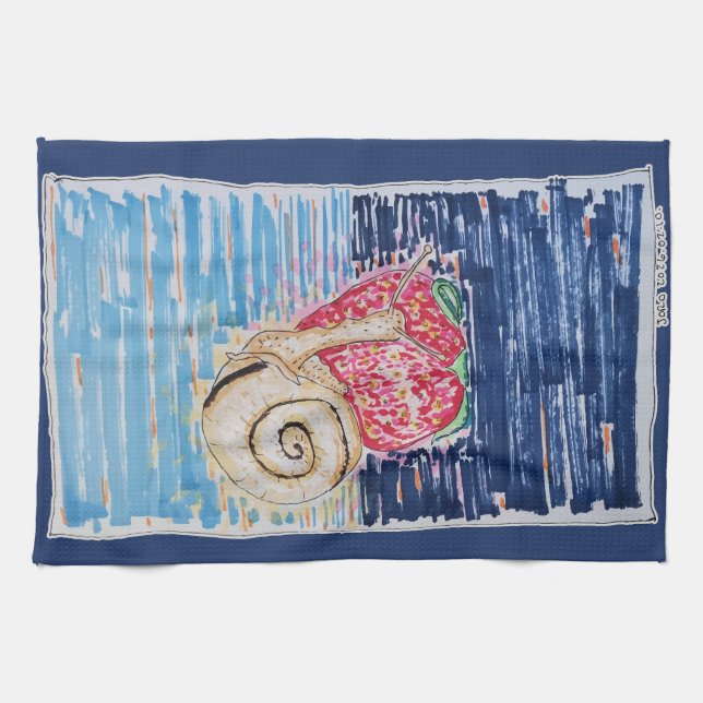 Paño De Cocina Snail on the Strawberry (Horizontal)