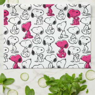 Paño De Cocina Snoopy Black & Magenta Pattern