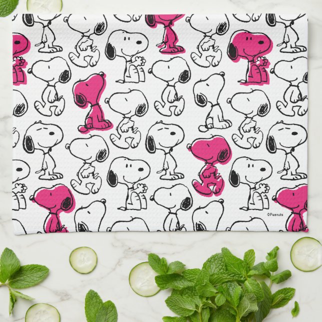 Paño De Cocina Snoopy Black & Magenta Pattern (Doblado)