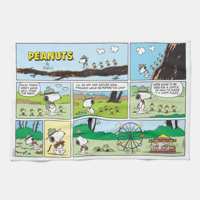 Paño De Cocina Snoopy & Friends | Ir de campamento (Horizontal)