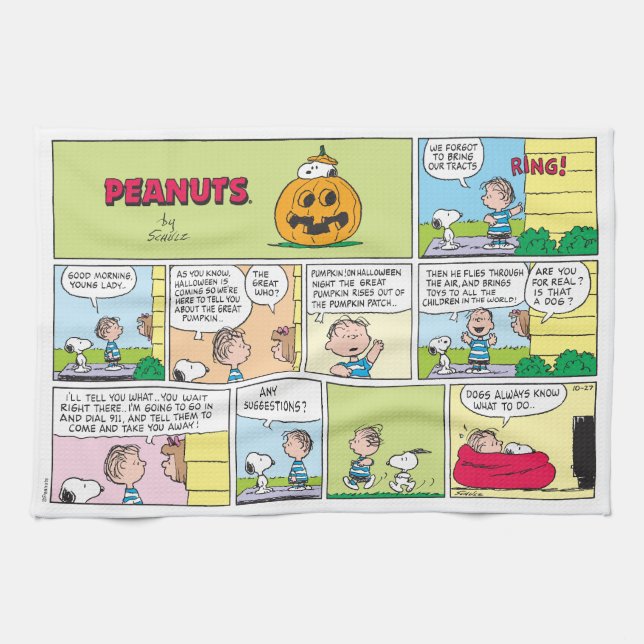 Paño De Cocina Snoopy & Linus | Las grandes noticias de la calaba (Horizontal)