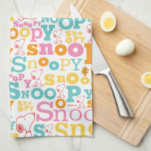 Paño De Cocina Snoopy Pastel Text Pattern