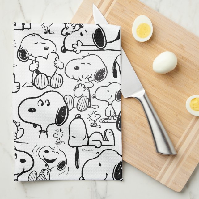 Paño De Cocina Snoopy Smile Giggle Laugh Pattern (Doblado Cuarto)